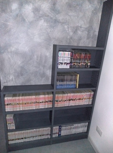 Libreria su misura a scaletta 2 vani in grigio Ardesia